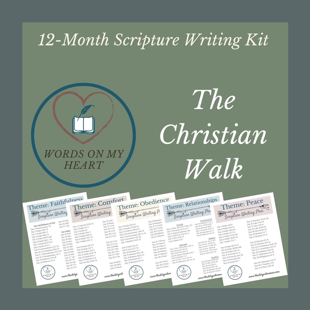 The Christian Walk - Words on My Heart - 12 month Scripture Writing Kit #1